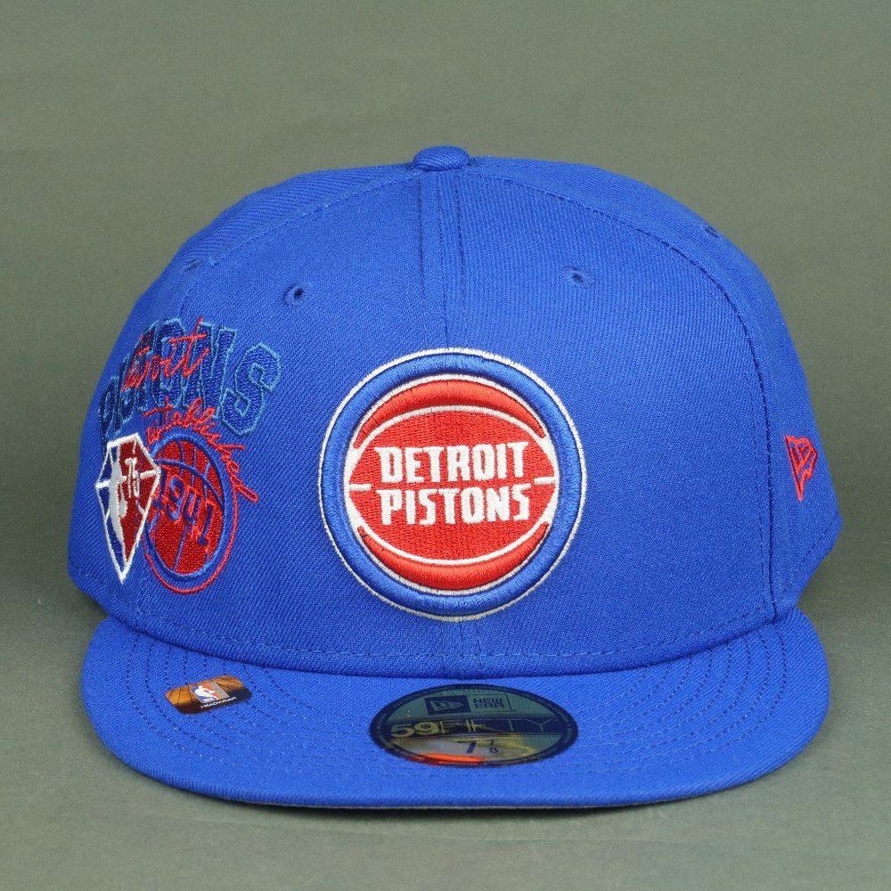 New Era Detroit Pistons Blue Back Half 59FIFTY Fitted Cap Hat Size 7 7/8 - Picture 2 of 16